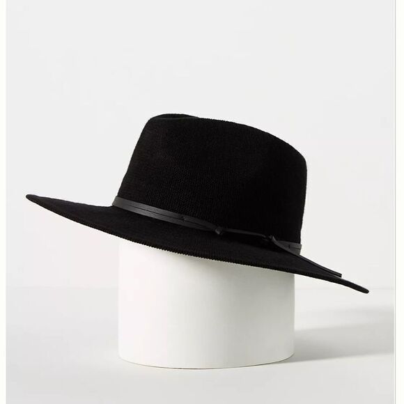 Anthropologie x Wyeth Classic Black Nubby Fedora Hat - Picture 8 of 9